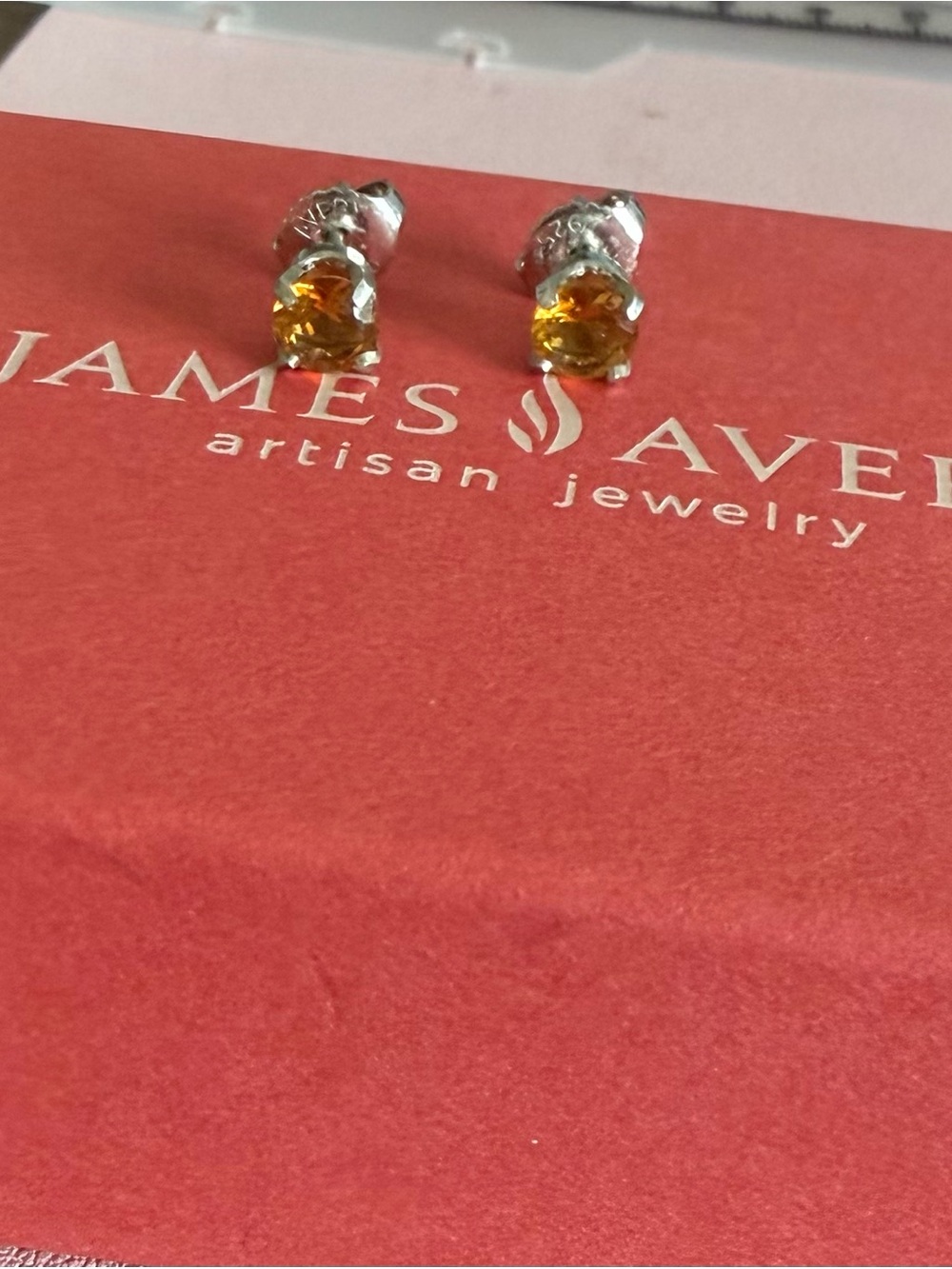 James Avery Sterling Stud Earrings with Yellow Citrine